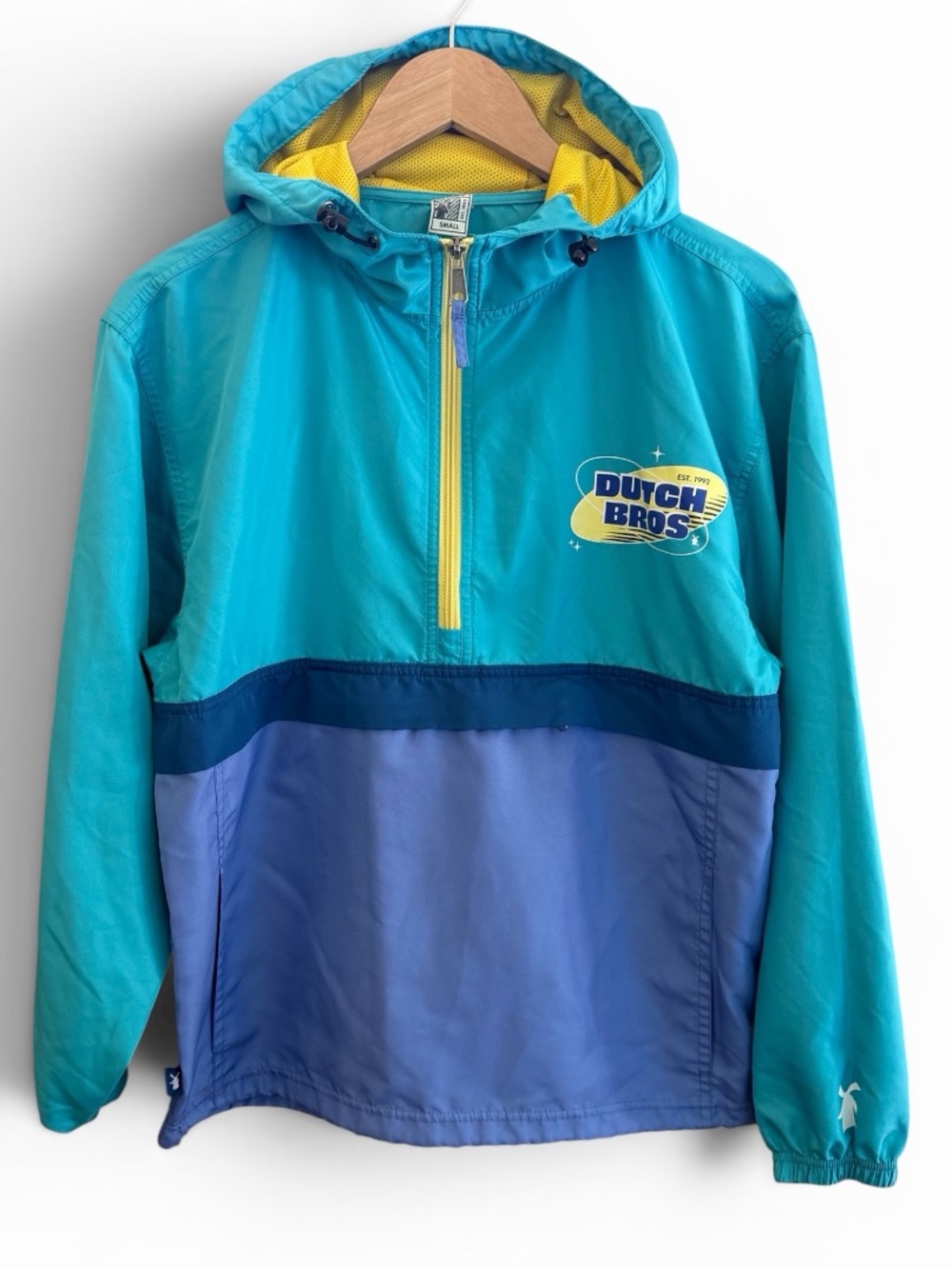 Dutch Bros Colorblock Hooded Windbreaker Like New Size Small